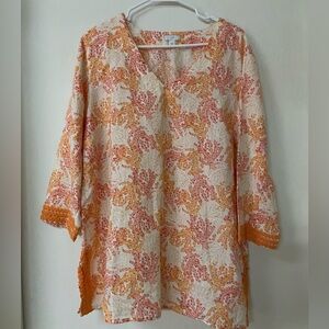 J. Jill LINEN-BLEND CORAL-REEF TUNIC Size XL